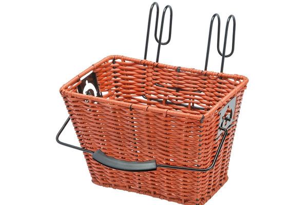 Велокорзина JL-083 передняя универсальная плетёная, стальная/пластиковая, на руль